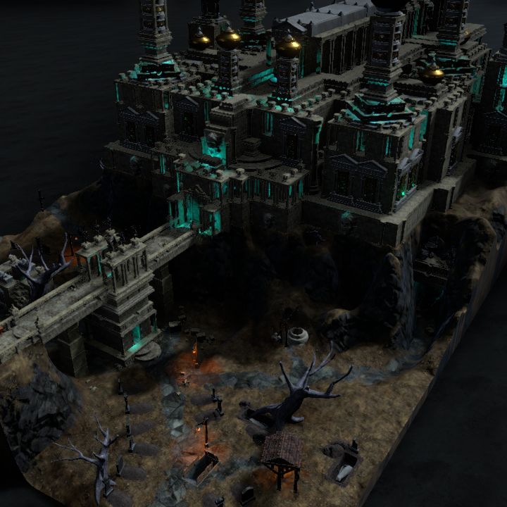 Vampire Manor - exterior at night, uninviting