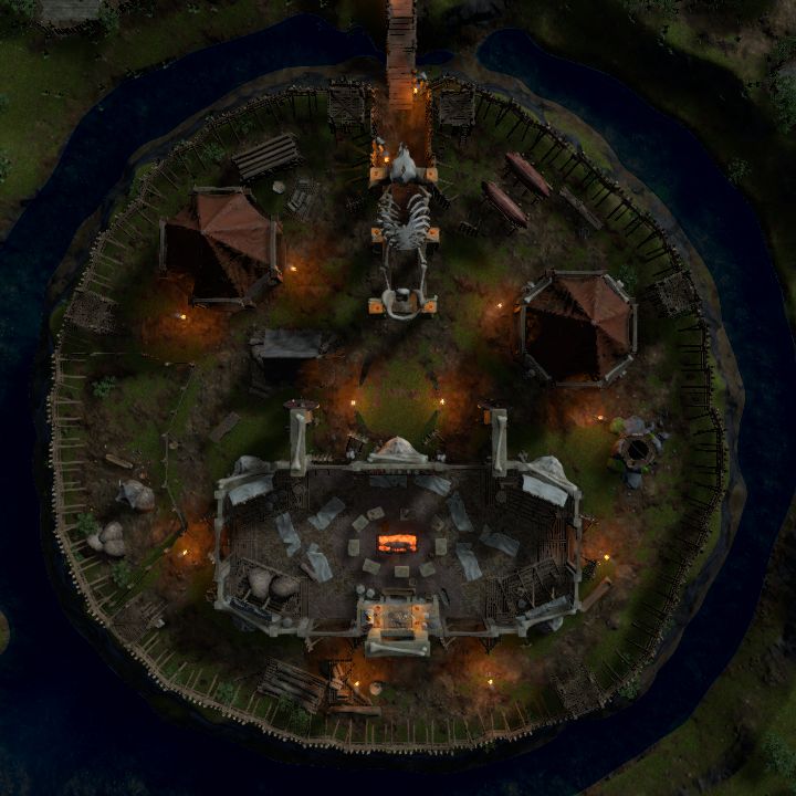 Fortified "Primitive" Farmstead - night