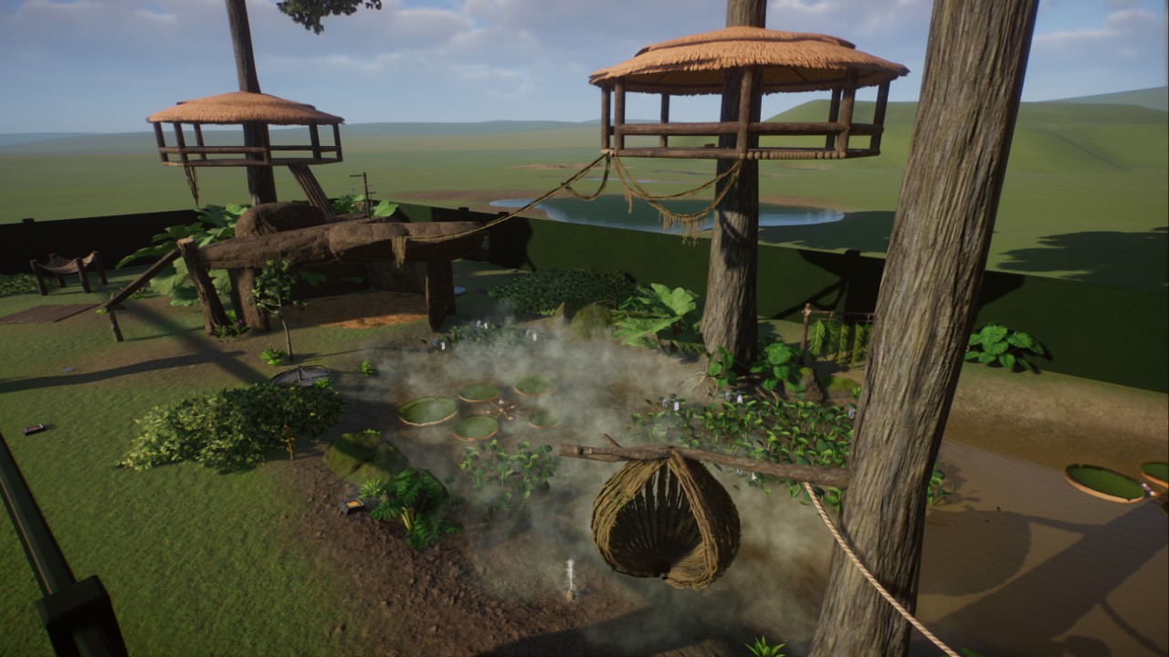 Capybara and capucin monkey habitat