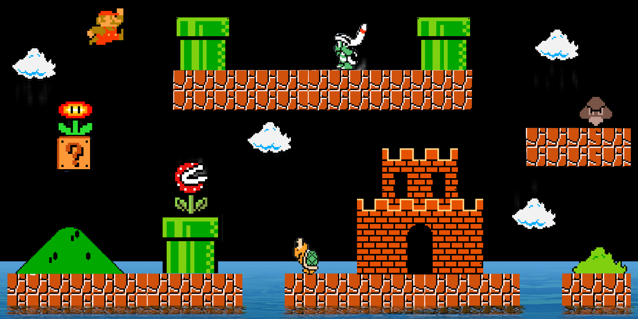 R! Mario 8-bit with buildings