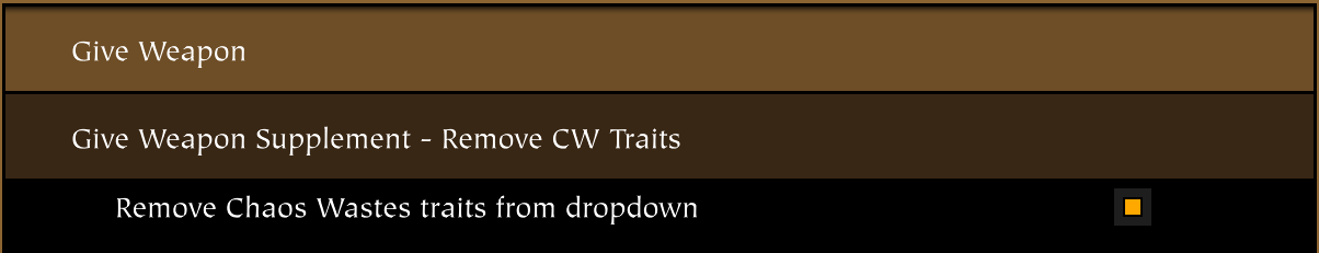 Give Weapon Supplement - Remove CW Traits
