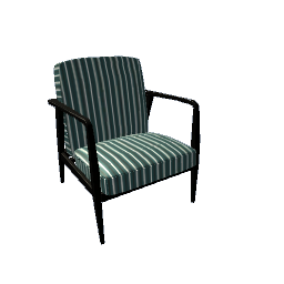 Striped Green Leather Armchair