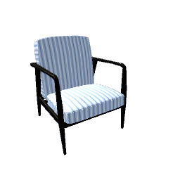 Boring Blue Striped Leather Armchair