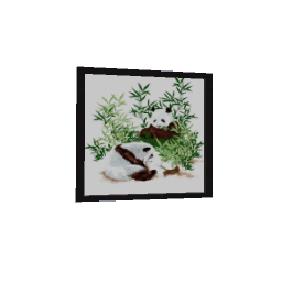 Panda Painting with Shoji Wood Frame