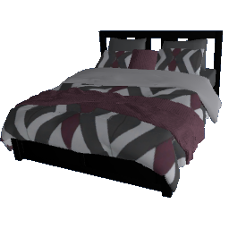Black Diamond Bed -Black wood, gray, eggplant