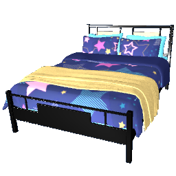 Large Stars Deco Bed - Chrome and Elm