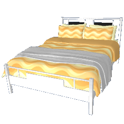 Yellow Wave Deco Bed - White with black accents