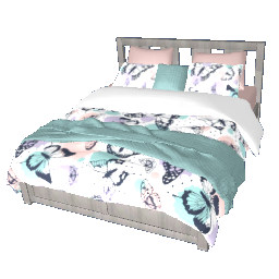 Butterfly Bed - Light blue, pink and maple