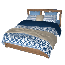 Blue Diamond Bed -Blues, white, tan and Cedar