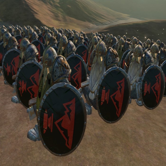 Dragon Company of Karak Ungor-Faction Coloured Shields Submod