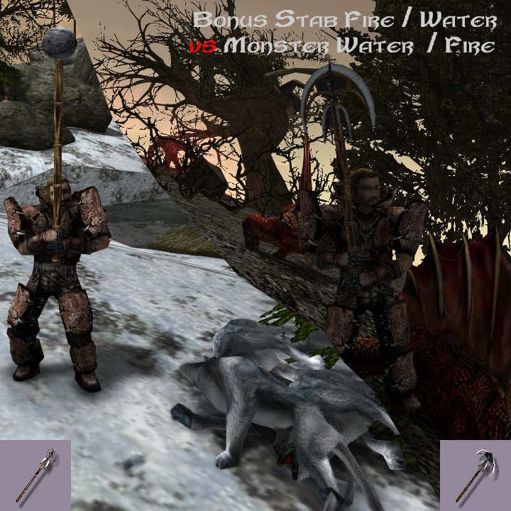 Bonus Stab Fire / Water vs Monster Water  / Fire