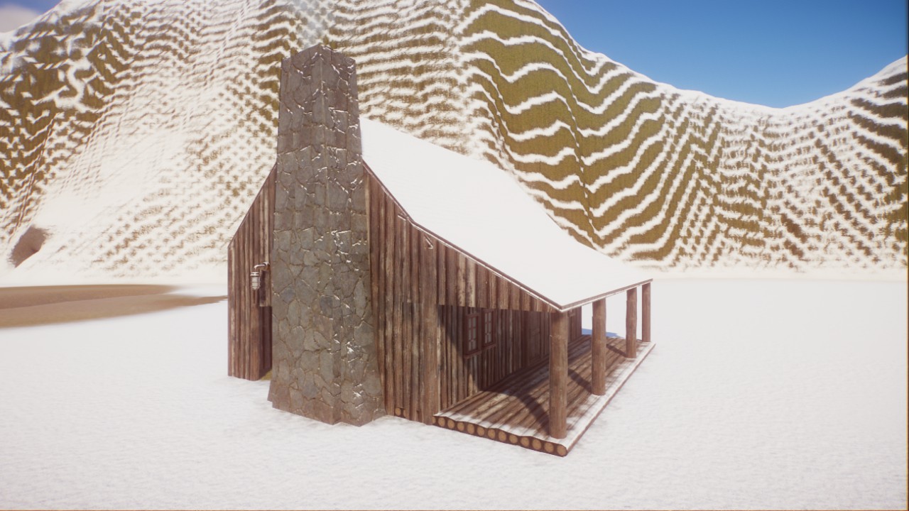 Rustic Cabin with Stone Chimney
