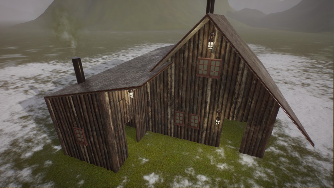 Rustic Cabin with Long Lean-To