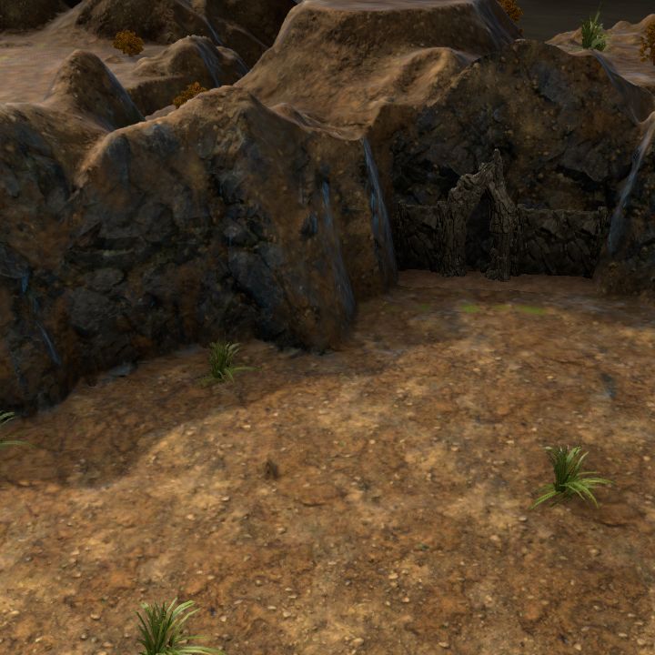 Canyon with cave entrance