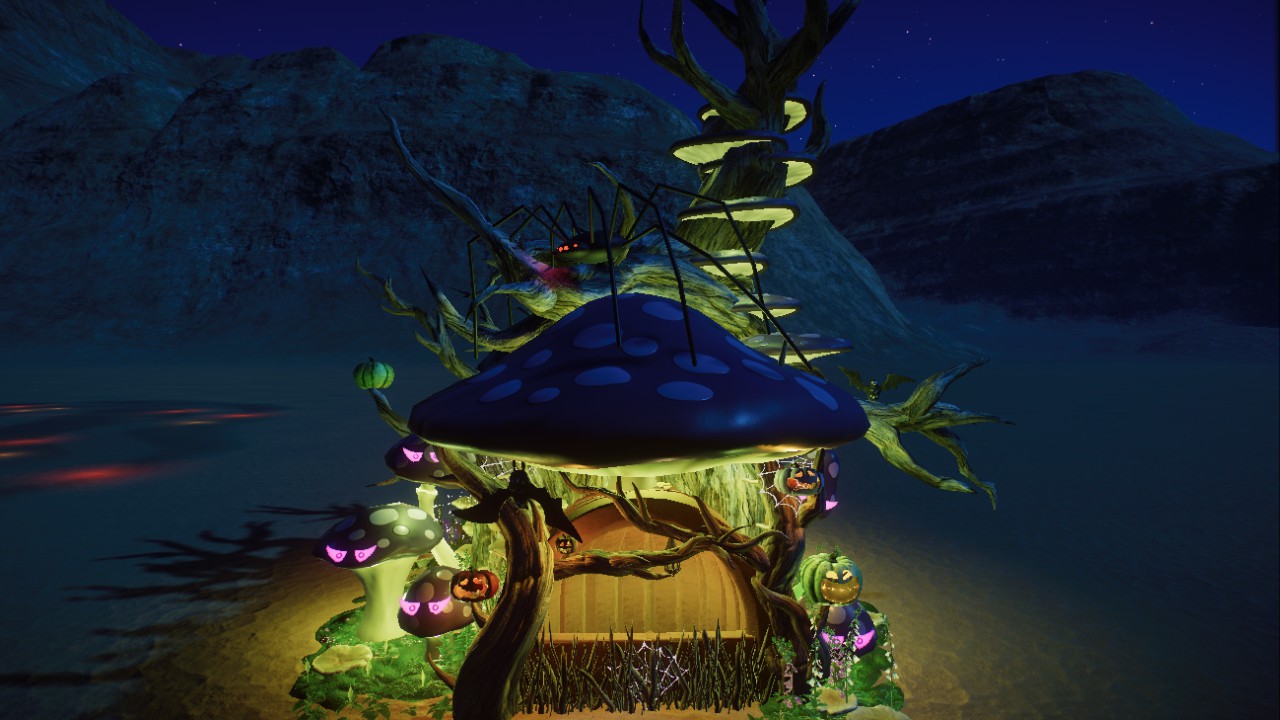 shop outer shell, mushroom house, Ladenaußenhülle Pilzhaus Halloween, Twilight