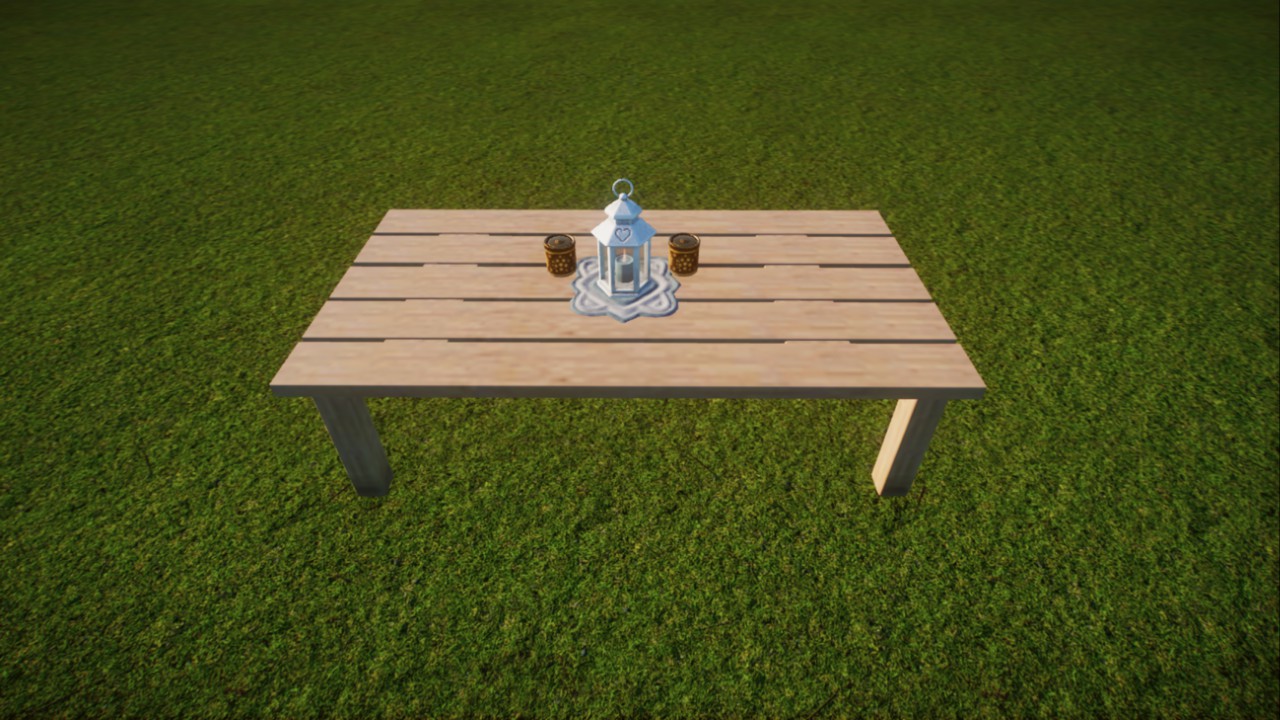 Anna's: Wooden Table with decor - Furniture Prop