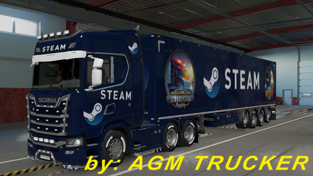 SKIN TRUCK SCANIA E REBOQUE (SKIN STEAM) - CANAL AGM TRUCKER