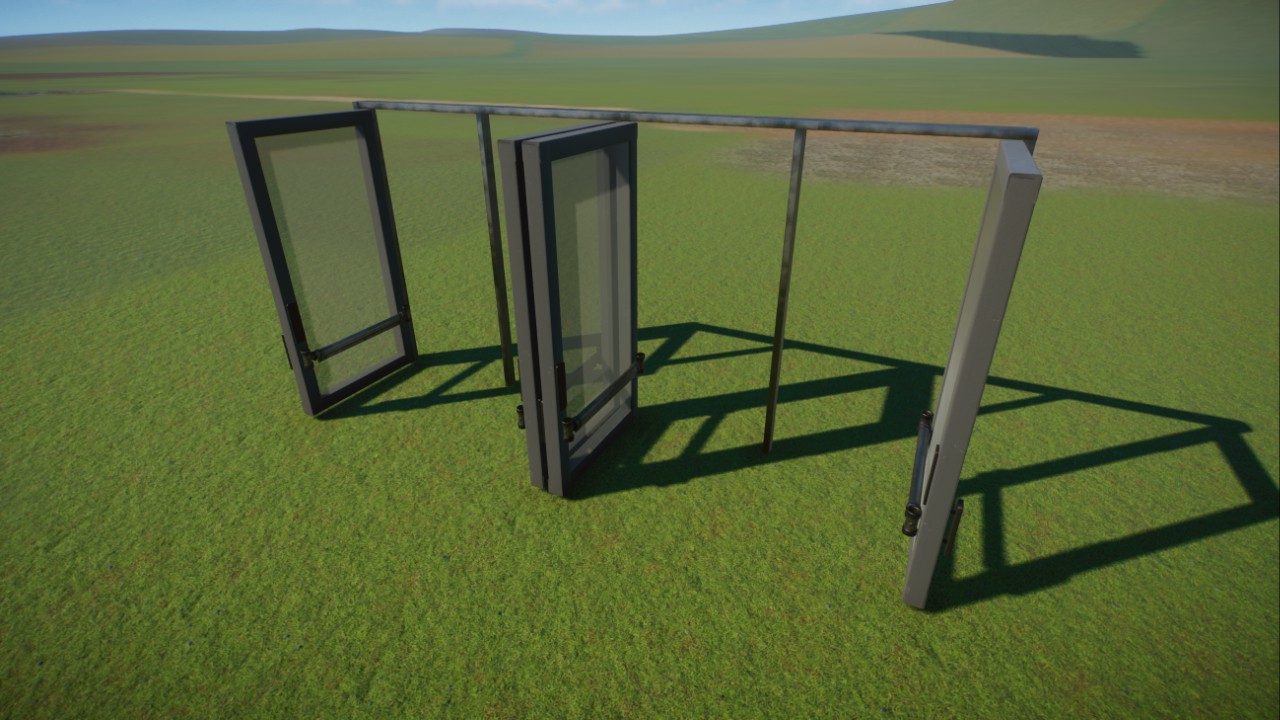 Four open glass doors preview