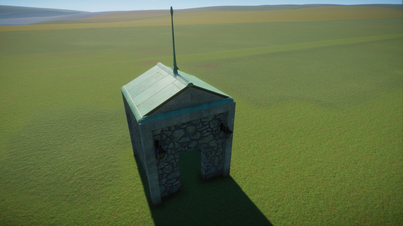 Stone and Copper Roof Small Building Shell