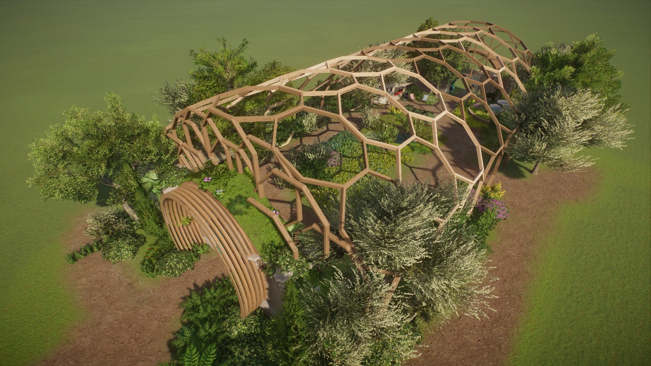 coffee garden with exhibit