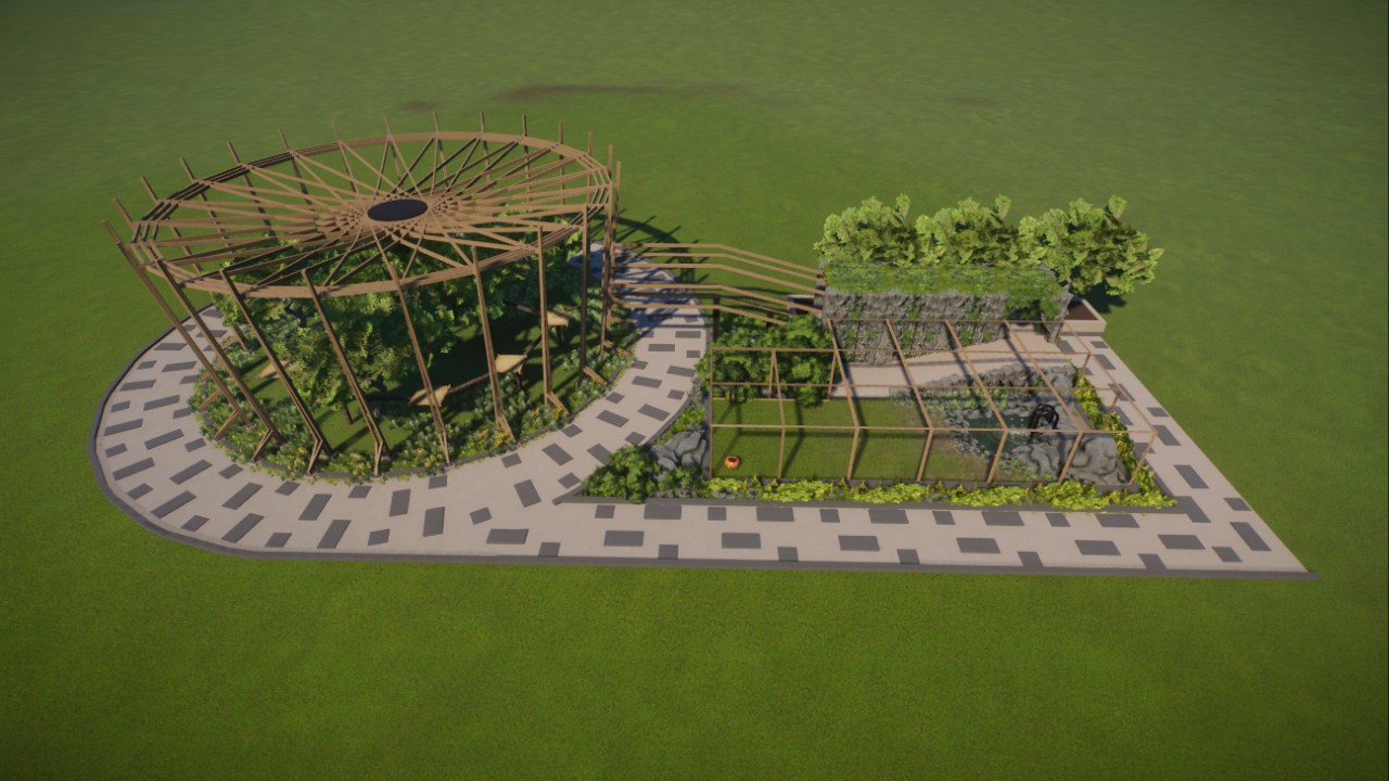 Big Cat Enclosure With Overhead Bridge