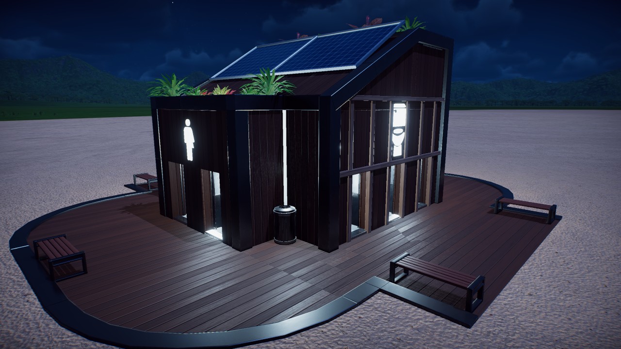Toilet wit sun panels