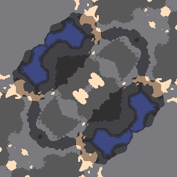 ancient caldera mirrored diagonally