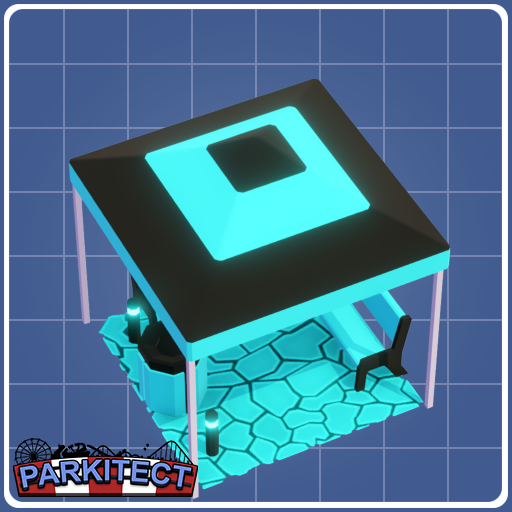 bench trash light square teal