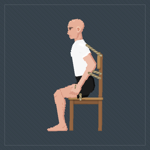 tied up chair man