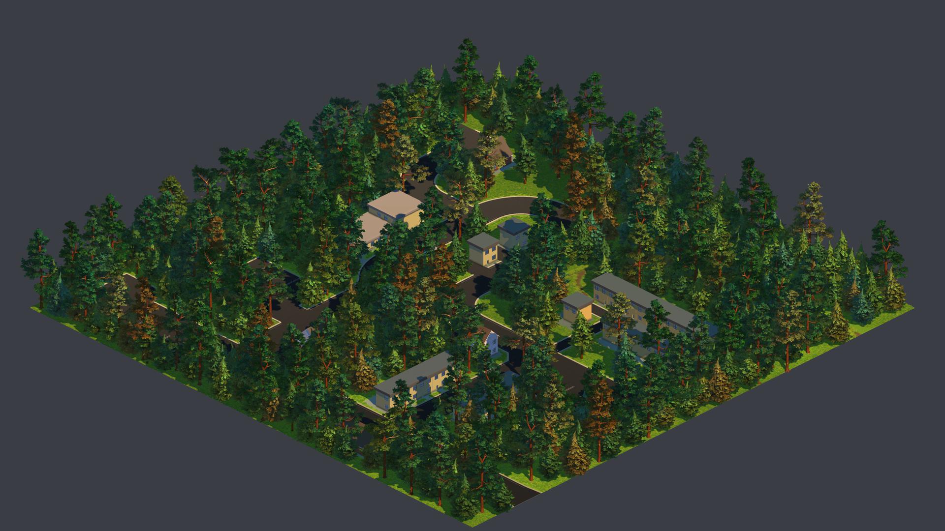 Swedish suburbs with school building.tile