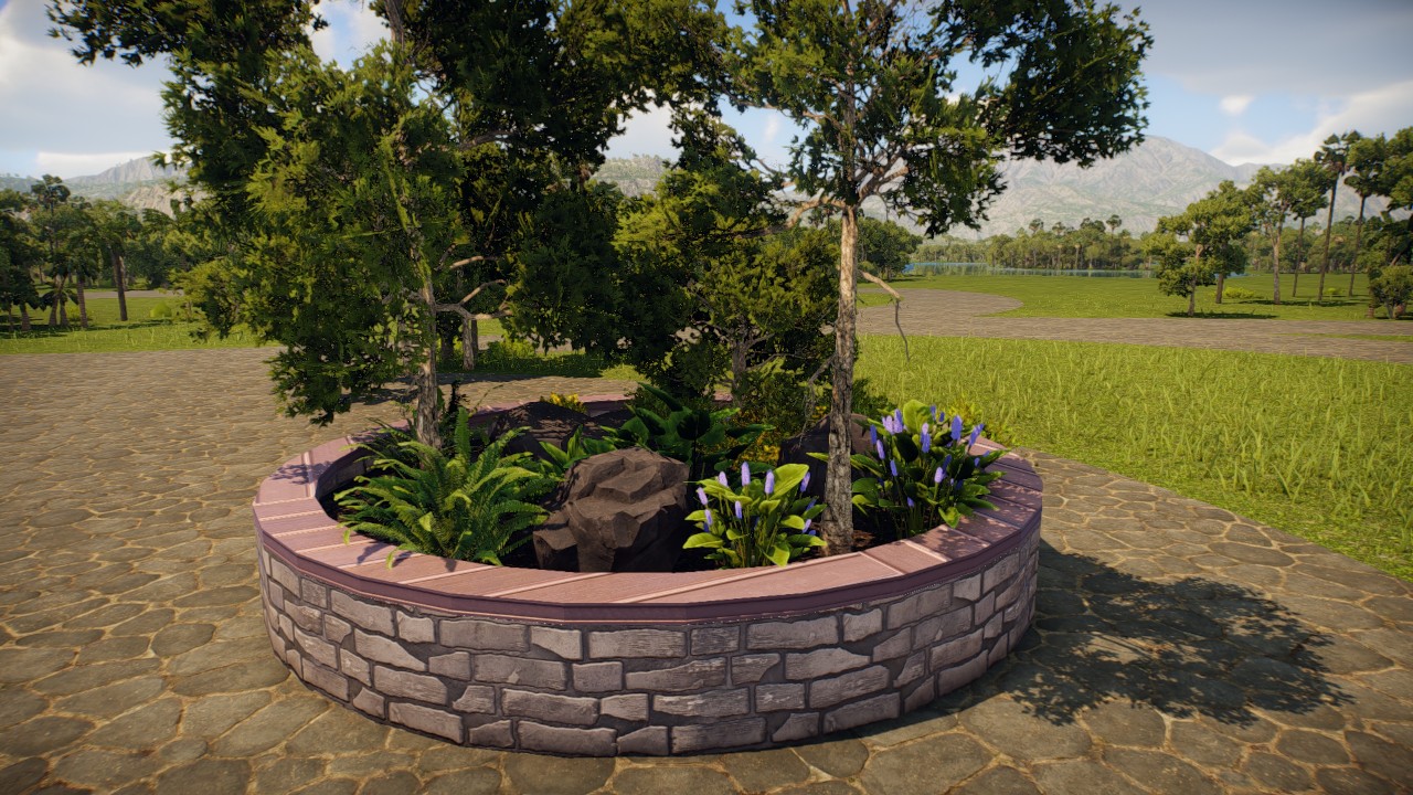 mixed foliage round garden