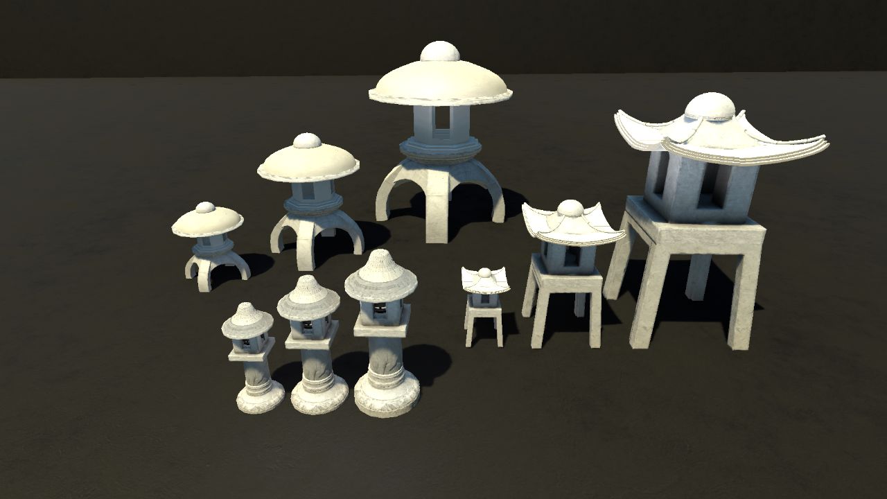 Japanese Stone Lantern Set