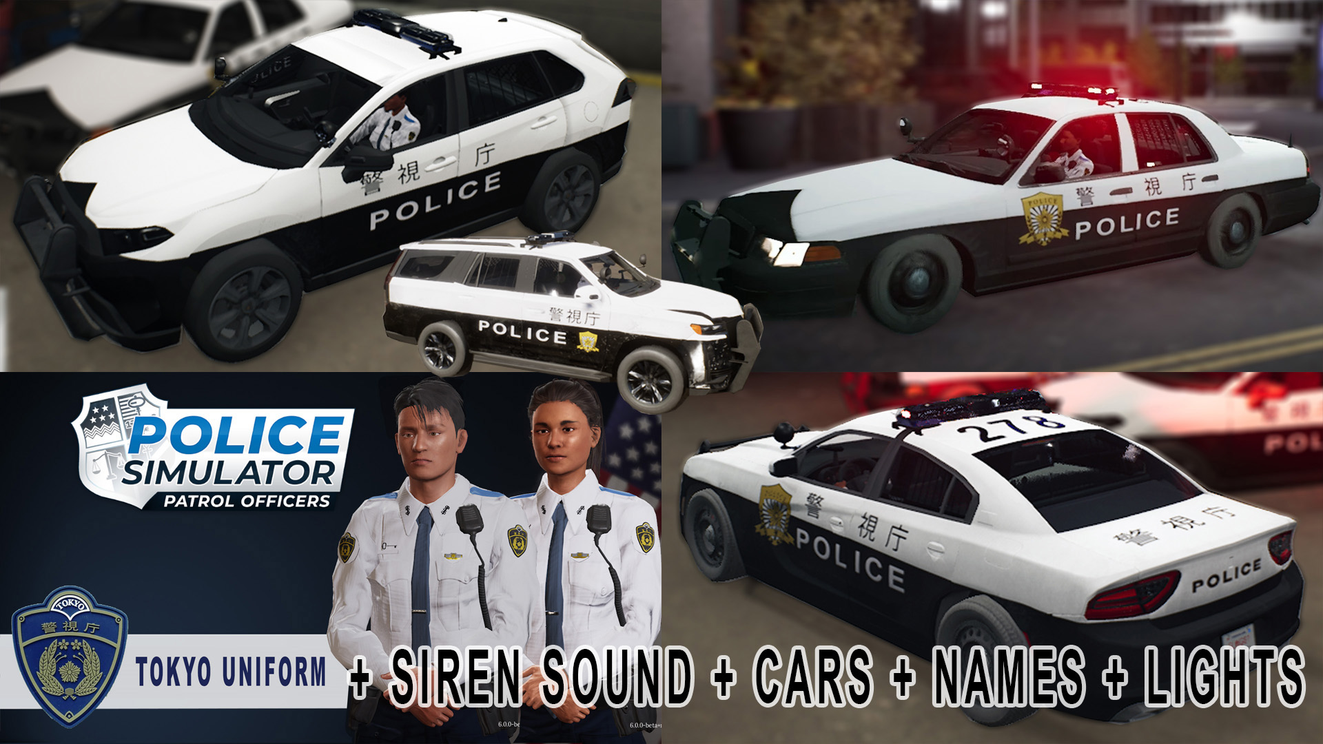 Pack - Tokyo (MPD - Tokyo Metropolitan Police) 警視庁 - Japan (Cars, Uniform, names, Lights and Sound) v2