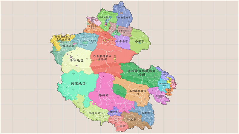 青海、西藏、新疆，城市细化