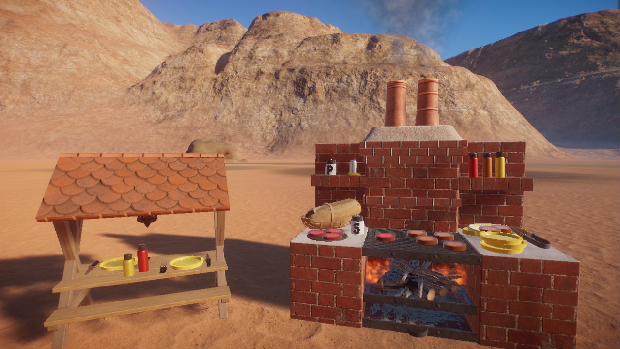 outdoor grill, BBQ, realistic size
