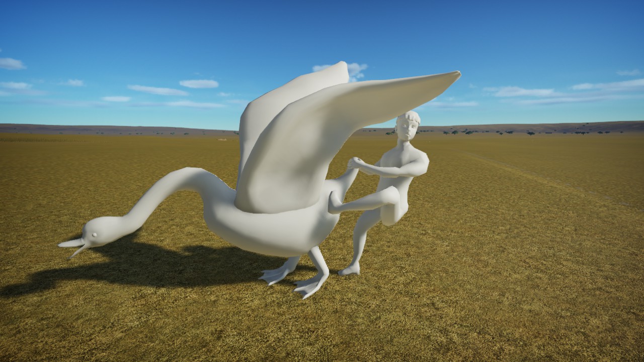 Sculpture swan and child