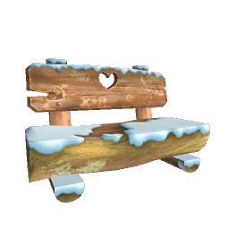 Wooden Love You Heart Bench - Snow Covered