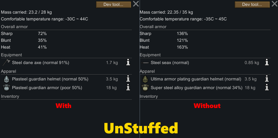UnStuffed mod preview for RimWorld