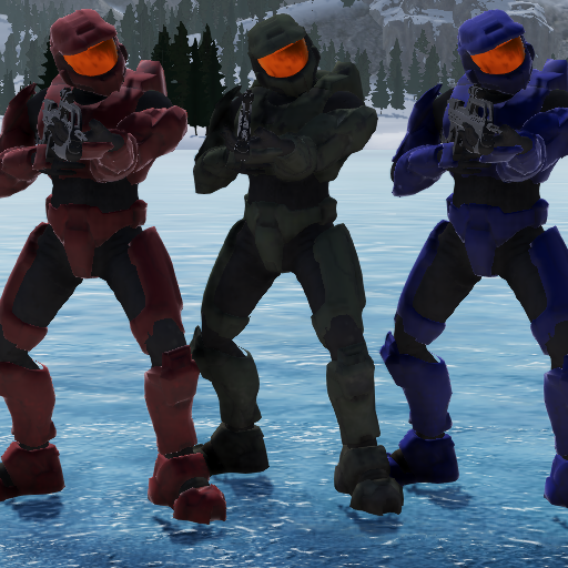 Master Chief & Blue and Red Spartan