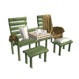 Tea Bench with Table - Green