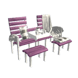 Tea Bench with Table - Pink