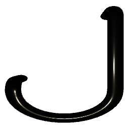 Letter J Shiny Silver