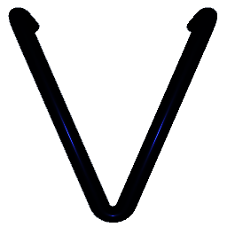 Letter V Shiny Blue