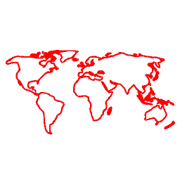 World Map Neon Red
