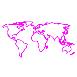 World Map Neon Pink