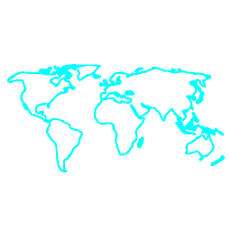 World Map Neon Blue