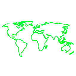 World Map Neon Green