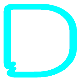 Letter D Neon Blue