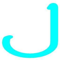 Letter J Neon Blue