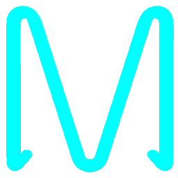 Letter M Neon Blue